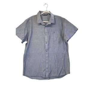 Travis Matthews Mens XL Gray Button Up Golfer Shirt Single Pocket FLAW